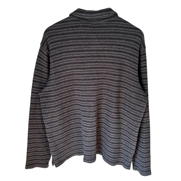 Vince Men’s Long Sleeve 100% Cotton Gray Striped Preppy Polo Pullover Sz XL - Picture 3 of 11